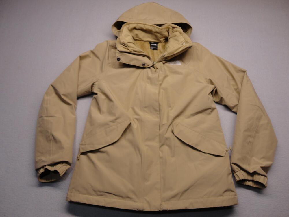 The North Face DryVent Jacket Womens Medium Beige Hooded Fleece Lined Parka